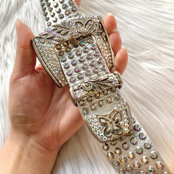 Leatherock Fully Rhinestone Crystal Bedazzled Silver Belt main image 5